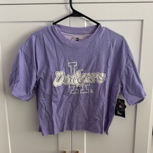 Purple Los Angeles Dodgers T-Shirt Crop Top Size Small